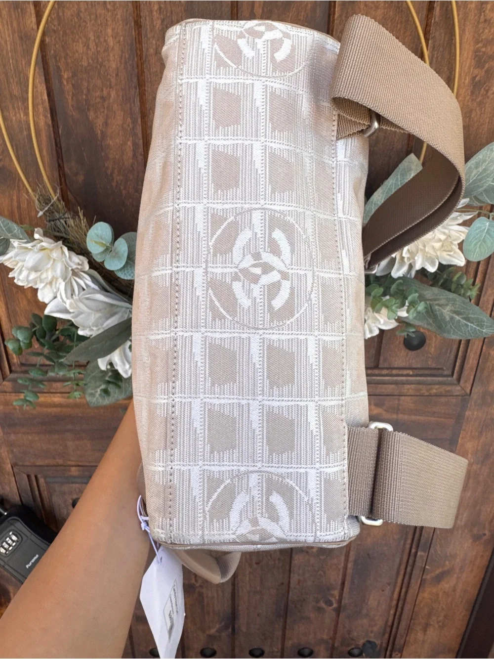 Authentic Vintage Chanel Beige Monogram Nylon Backpack